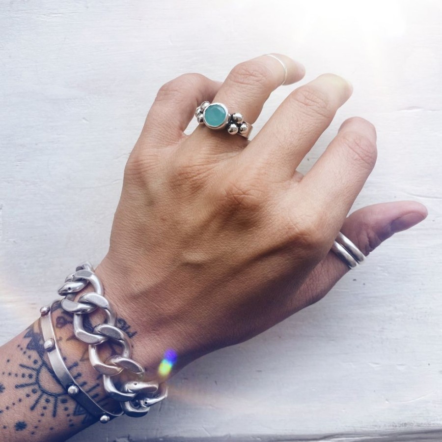 Joyas Delacons Joyas | Anillo Elisa Simple - Calcedonia Aqua