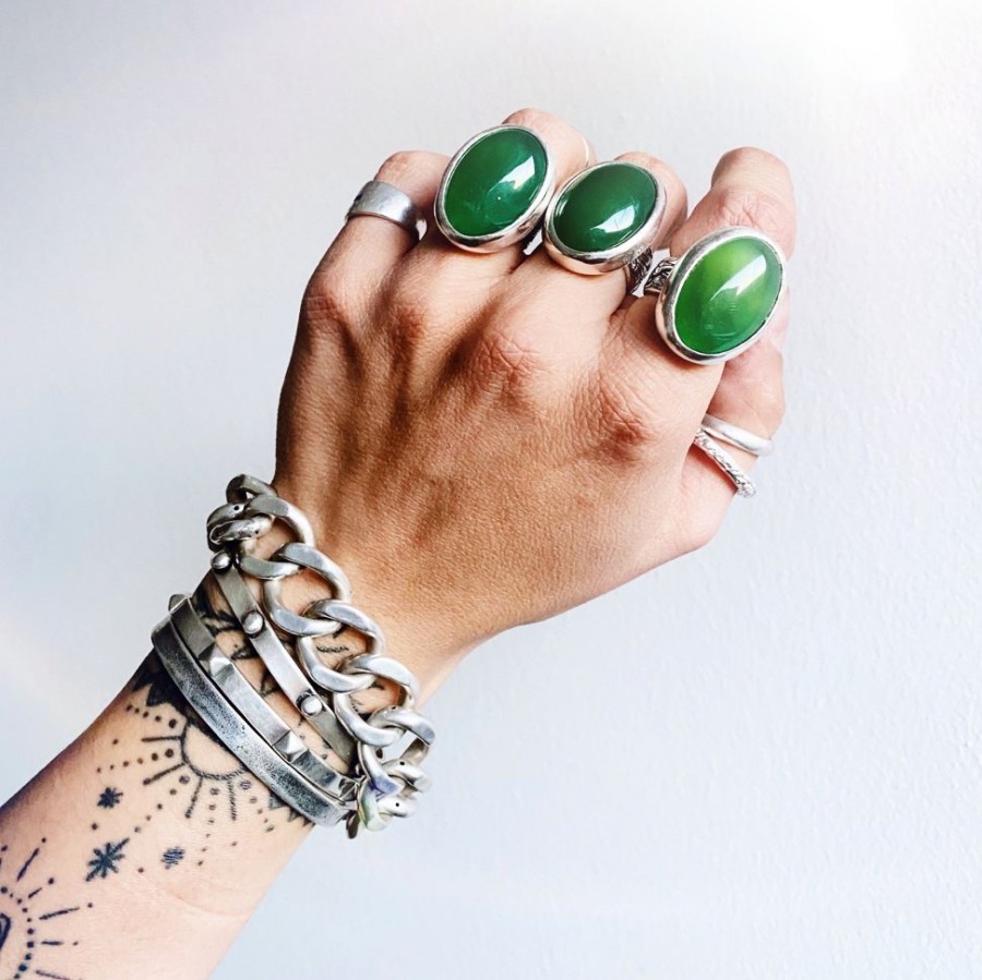 Joyas Delacons Joyas | Anillo Flamenco Vintage Onix Verde