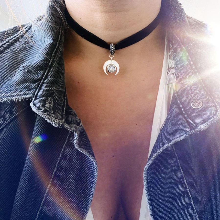 Joyas Delacons Joyas | Choker Black Velvet Luna Invertida