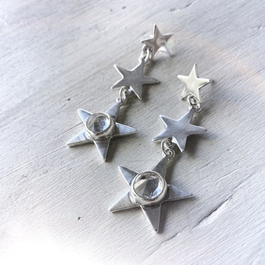 Joyas Delacons Joyas | Aros Estrellados Topacio Blanco