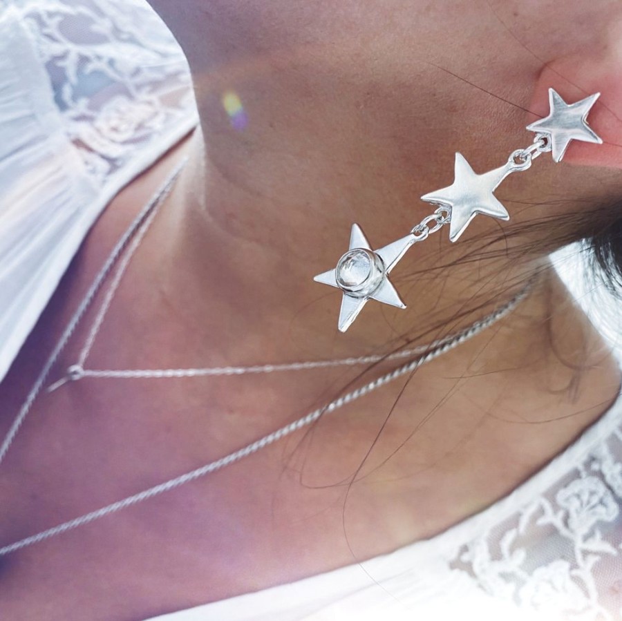 Joyas Delacons Joyas | Aros Estrellados Topacio Blanco