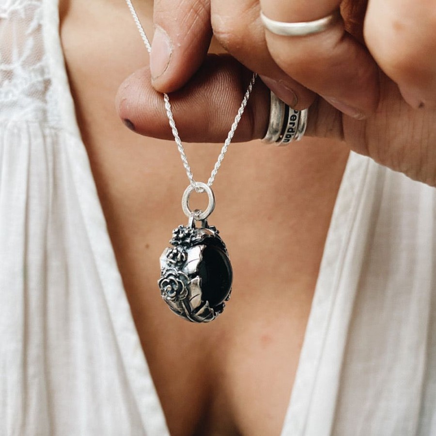 Joyas Delacons Joyas | Colgante Halo Persefone Obsidiana