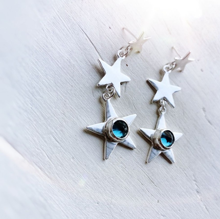 Joyas Delacons Joyas | Aros Estrellados Topacio London Blue