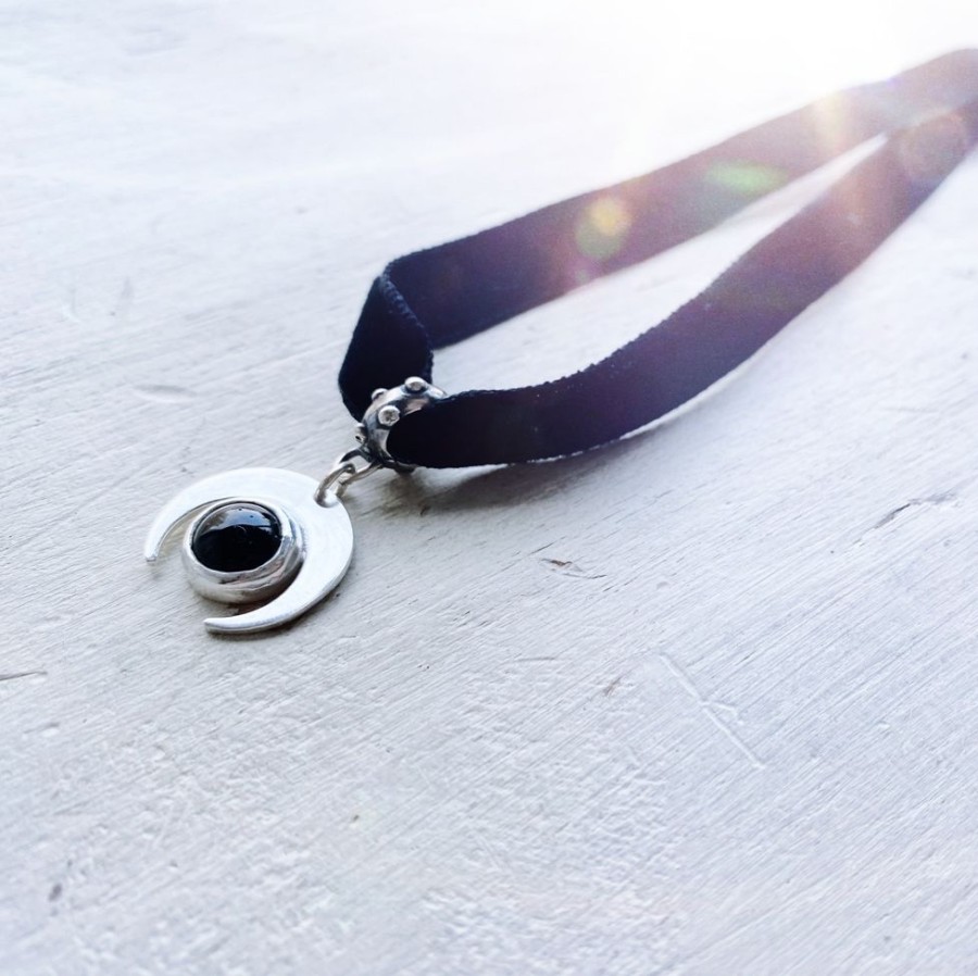 Joyas Delacons Joyas | Choker Black Velvet Luna Invertida Onix