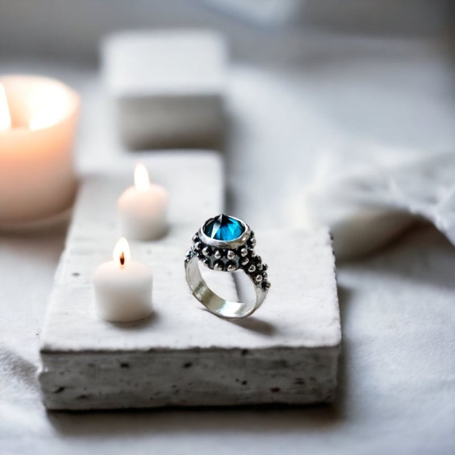 Joyas Delacons Joyas | Anillo Leo Spike Topacio London Blue