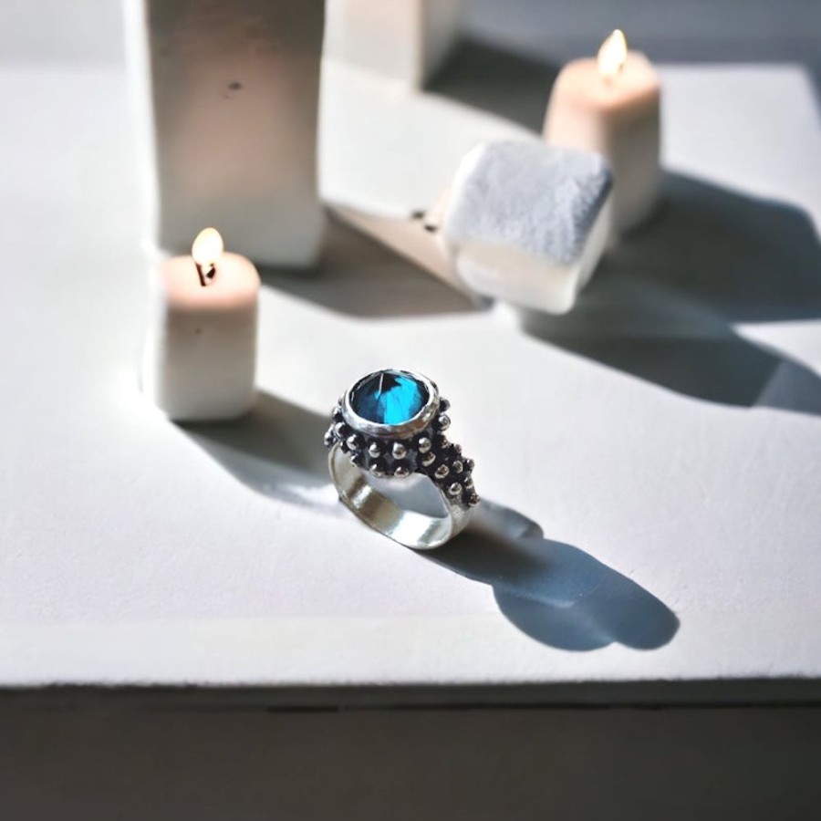 Joyas Delacons Joyas | Anillo Leo Spike Topacio London Blue