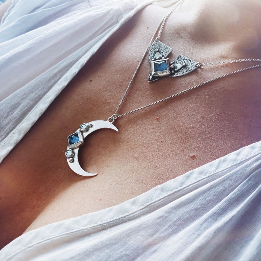 Joyas Delacons Joyas | Colgante Starry New Moon + Topacios Azules