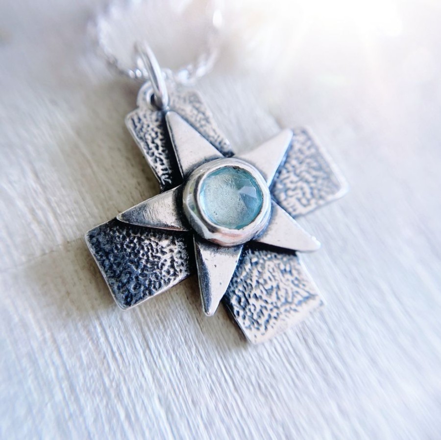 Joyas Delacons Joyas | Colgante Cross Star Topacio Celeste