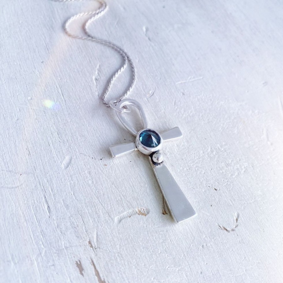 Joyas Delacons Joyas | Colgante Cruz Ankh / Punto Topacio London Blue