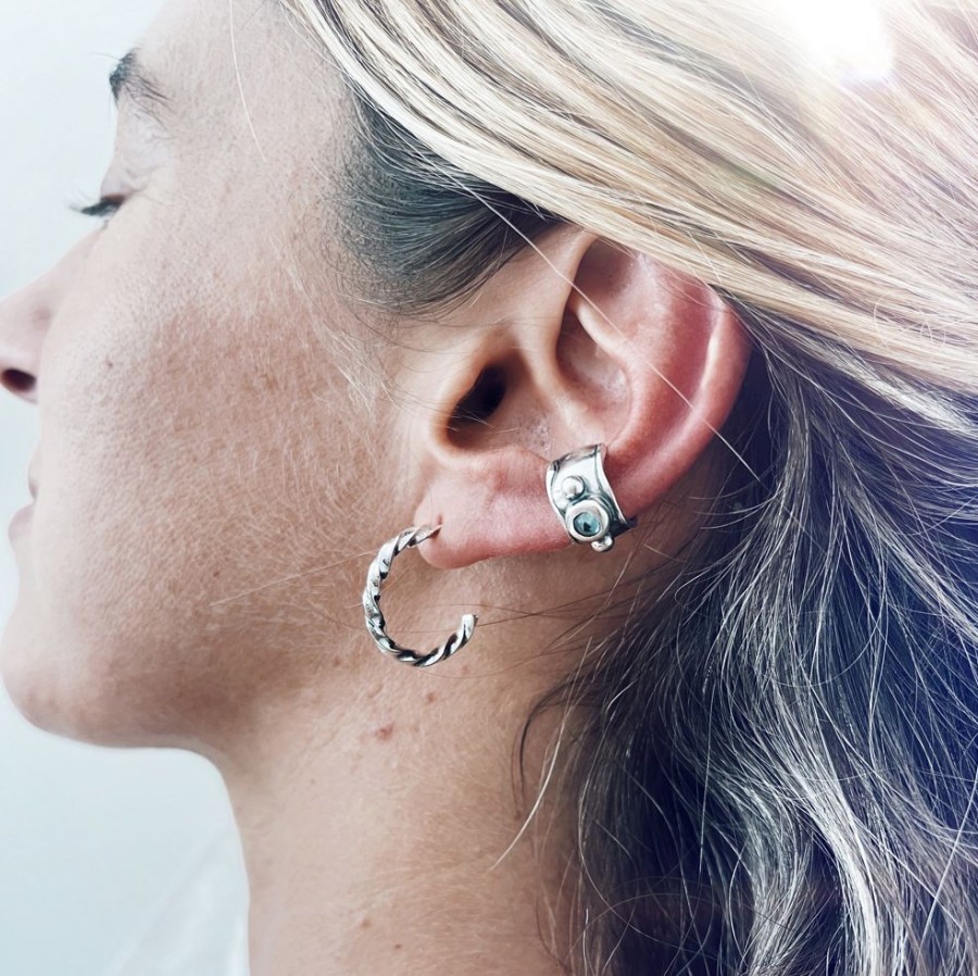 Joyas Delacons Joyas | Ear Cuff Waves + Topacio London Blue