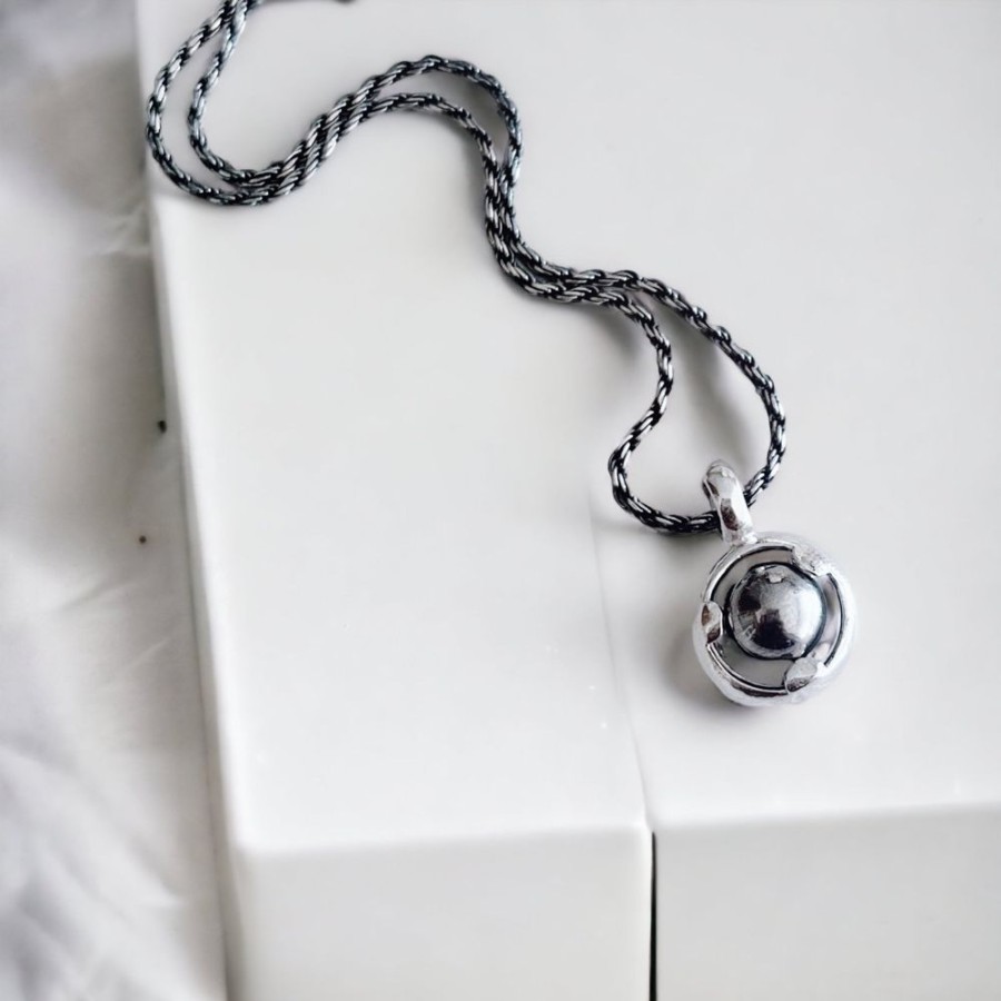 Joyas Delacons Joyas | Colgante Mini Halo Space Oddity + Cadena / Hematite