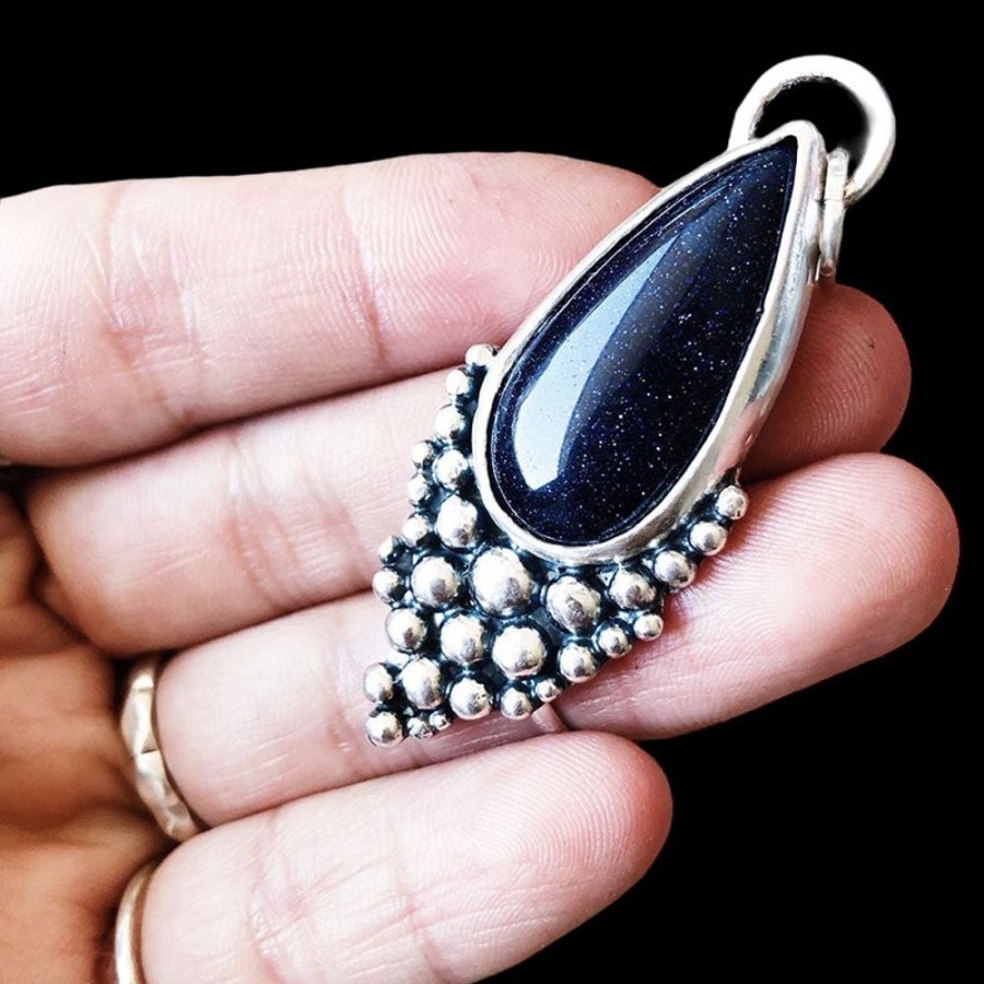 Joyas Delacons Joyas | Colgante Gota Empelotada Xl - Blue Goldstone